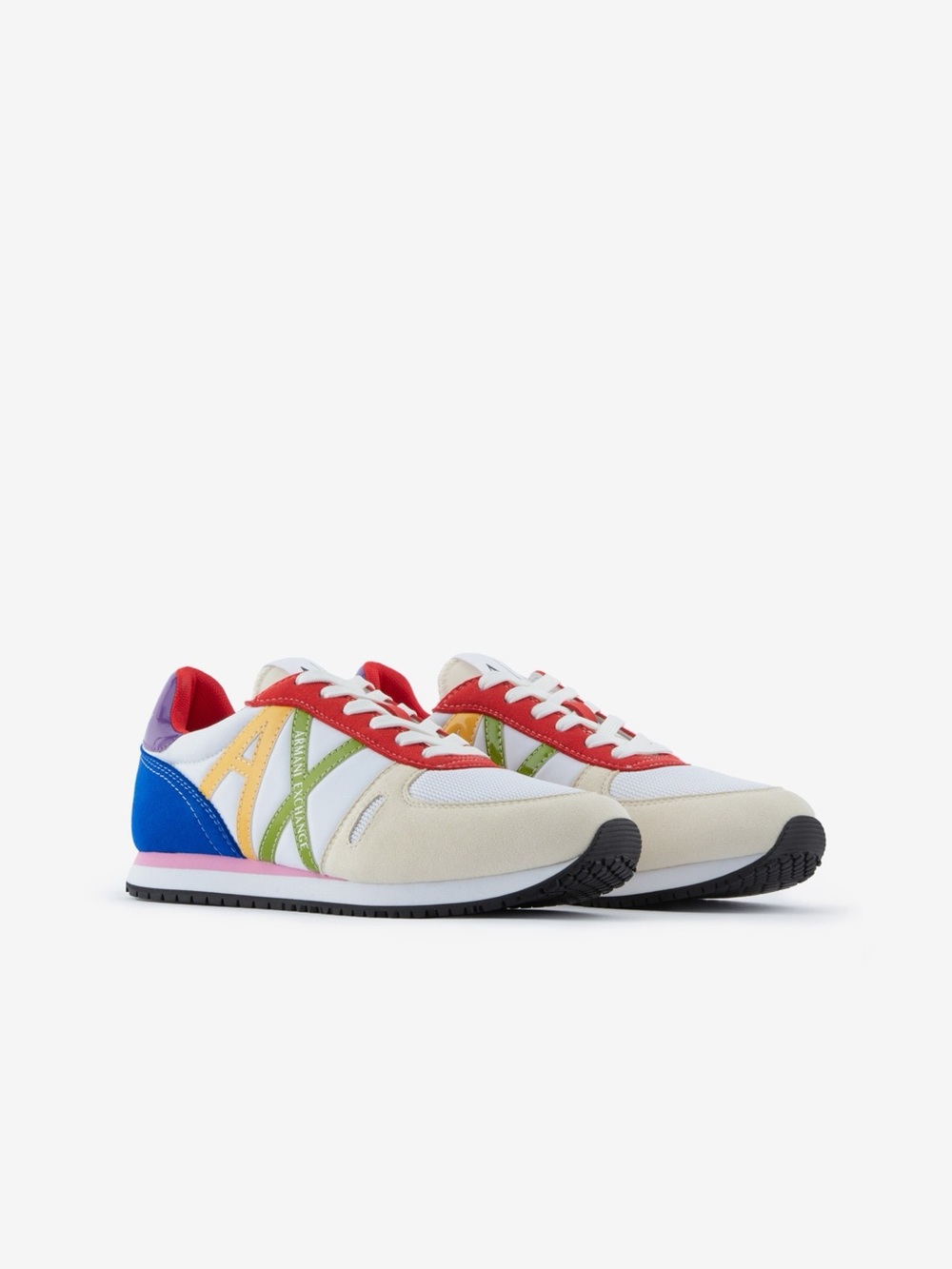 Armani Exchange Low-Top Lace-Up Sneaker with Applique Logo Womens 6